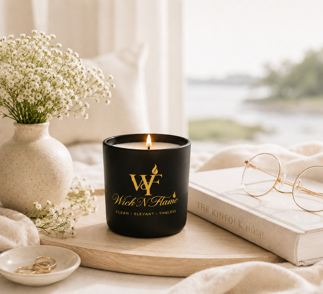 Pure Linen 🖤 | The Flame – Signature 10 oz Candle