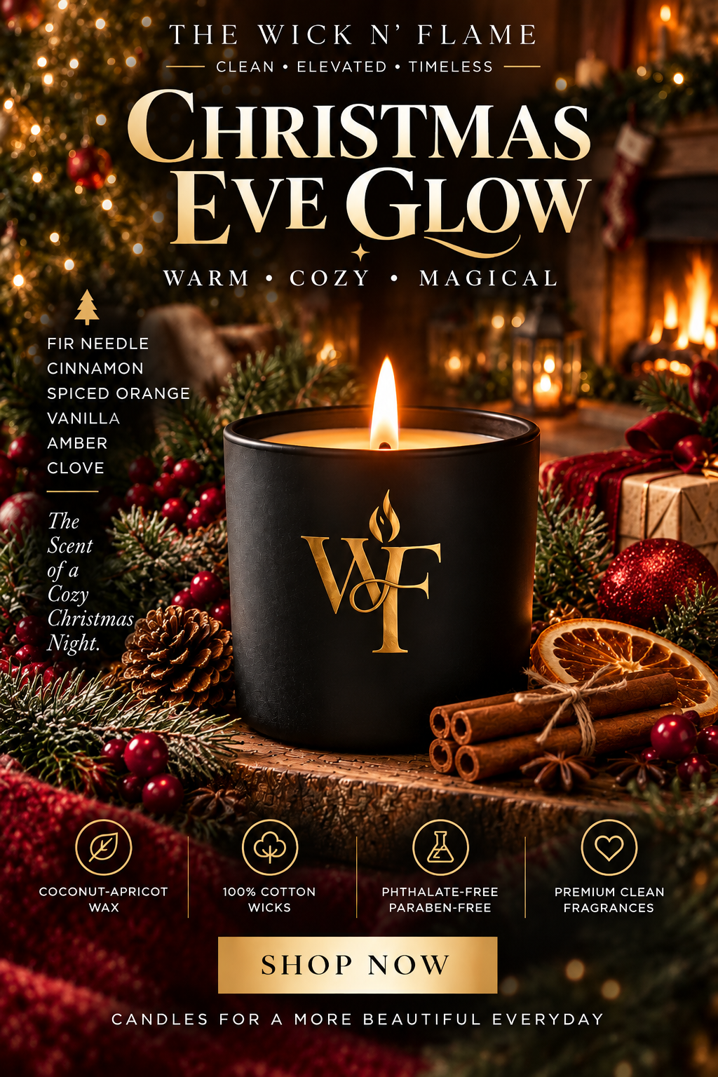 Night Before Christmas ~ Luxury Coconut Apricot Wax 10 Oz Candle