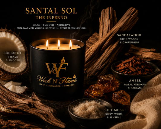 Santal Sol 🖤 | The Inferno – Luxury 3-Wick Candle