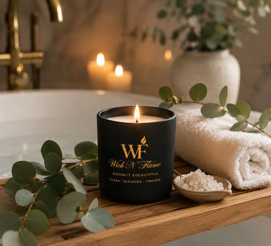 Moonlit Eucalyptus 🖤 | The Flame – Signature 10 oz Candle