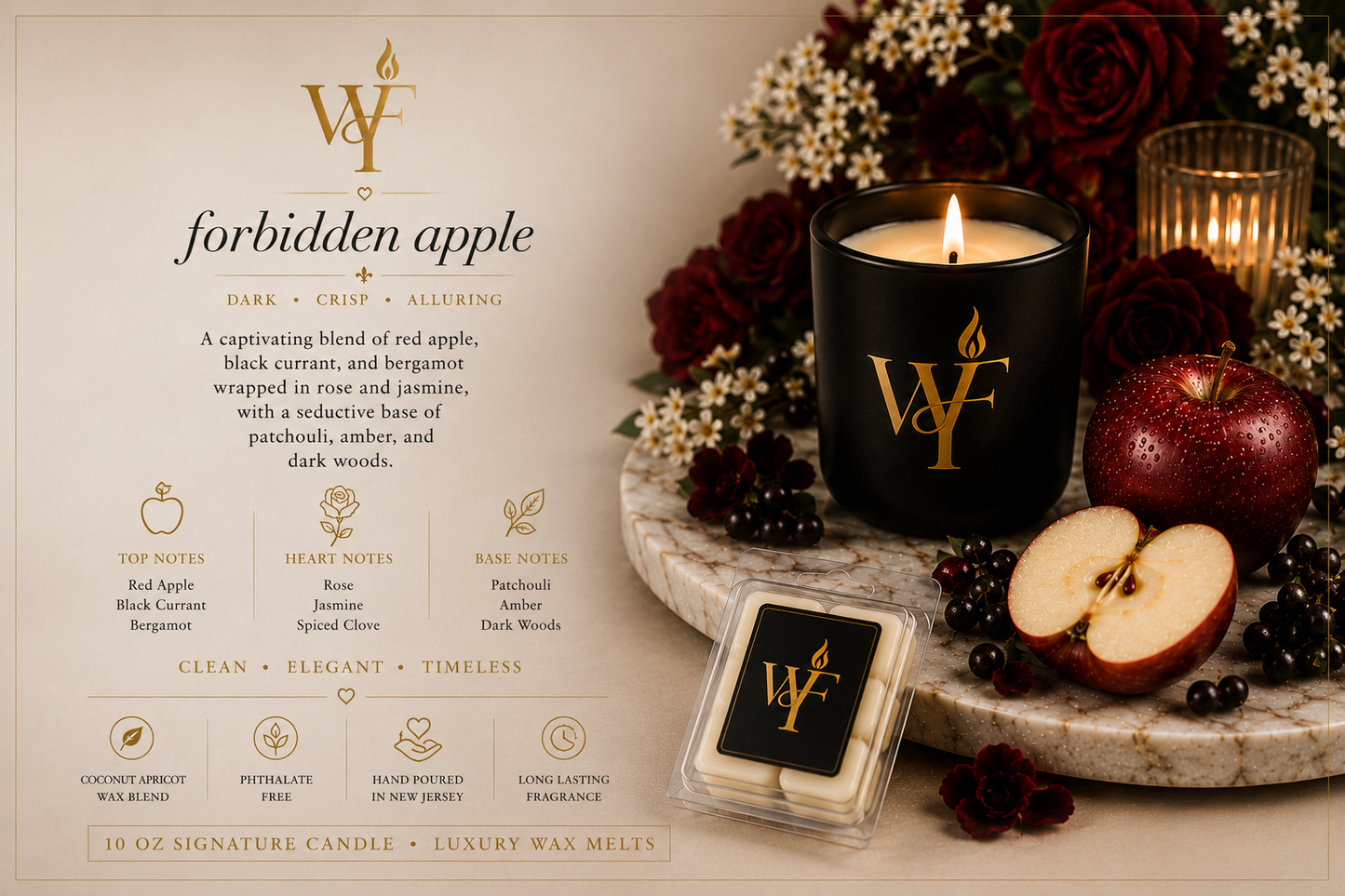 Forbidden Apple 🖤 | The Flame – Signature 10 oz Candle