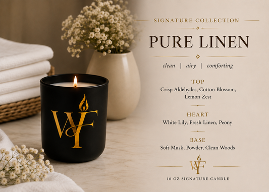 Pure Linen 🖤 | The Flame – Signature 10 oz Candle