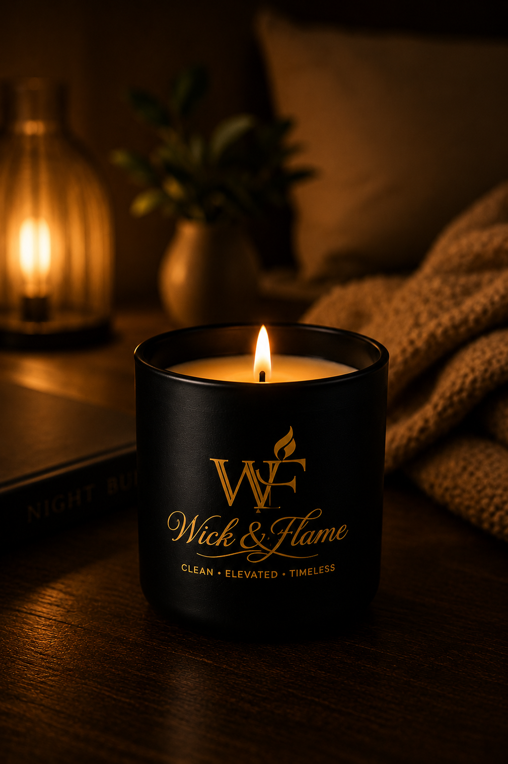 White Tea & Serenity 🖤 | The Flame – Signature 10 oz Candle