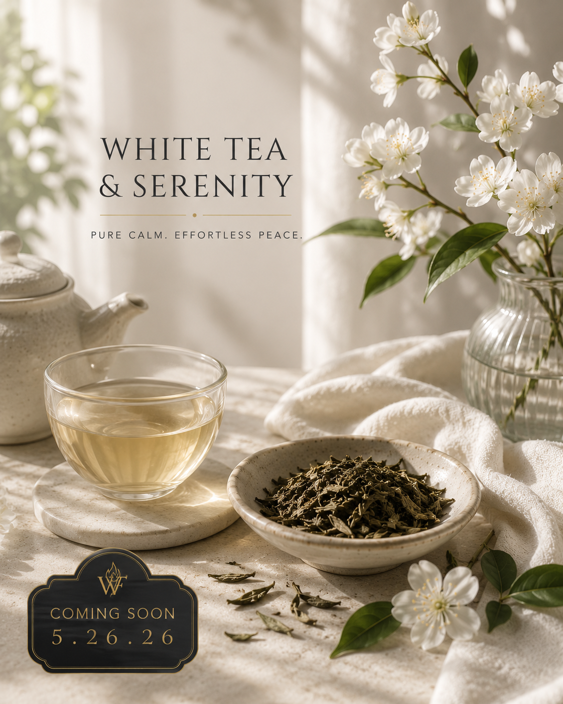 White Tea & Serenity 🖤 | The Flame – Signature 10 oz Candle